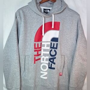 The North Face Womens Gray Hoodie with Red and Blue Logo